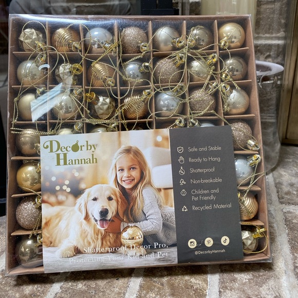 Other - NEW Christmas Ornaments 49 Ornaments Gold Color Scheme Christmas Baubles